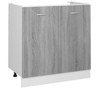 vidaXL Armario Inferior de Fregadero Cocina Muebles Estantería Almacenamiento Guardar Cuencos Platos Ollas Contrachapado Gris 80x46x81,5 cm