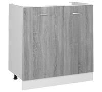 vidaXL Armario Inferior de Fregadero Cocina Muebles Estantería Almacenamiento Guardar Cuencos Platos Ollas Contrachapado Gris 80x46x81,5 cm