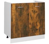 vidaXL Armario Inferior de Fregadero Cocina Muebles Estantería Almacenamiento Guardar Cuencos Platos Ollas Contrachapado Roble 80x46x81,5 cm