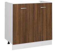 vidaXL Armario Inferior de Fregadero Cocina Muebles Estantería Almacenamiento Guardar Cuencos Platos Ollas Contrachapado Roble 80x46x81,5 cm