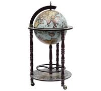 vidaXL Mueble Bar de Bola del Mundo Botellas Botellero Minibar Almacén de Licor de Globo Terráqueo Armario de Bebidas Azul Madera de Eucalipto