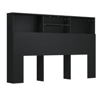 vidaXL Mueble Cabecero Armario Cabezal Almacenaje Dormitorio Habitación Mobiliario Muebles Decoración Adorno Negro 160x19x103,5 cm