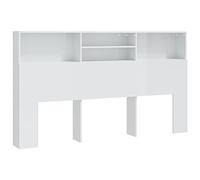 vidaXL Mueble Cabecero Armario Cabezal Almacenaje Dormitorio Habitación Mobiliario Muebles Decoración Adorno Blanco Brillante 180x19x103,5 cm
