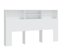 vidaXL Mueble Cabecero Armario Cabezal Almacenaje Dormitorio Habitación Mobiliario Muebles Decoración Adorno Blanco 180x19x103,5 cm