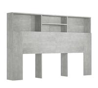vidaXL Mueble Cabecero Armario Cabezal Almacenaje Dormitorio Habitación Mobiliario Muebles Decoración Adorno Gris Hormigón 160x19x103,5 cm