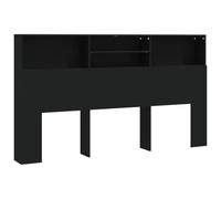 vidaXL Mueble Cabecero Armario Cabezal Almacenaje Dormitorio Habitación Mobiliario Muebles Decoración Adorno Negro 180x19x103,5 cm