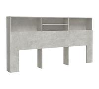 vidaXL Mueble Cabecero Armario de Cama con Almacenaje Pared Dormitorio Estantería Habitación Libros Decoraciones Gris Hormigón 200x19x103,5 cm