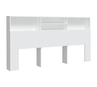 vidaXL Mueble Cabecero Armario de Cama con Almacenaje Pared Dormitorio Estantería Habitación Libros Decoraciones Blanco 200x19x103,5 cm