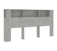 vidaXL Mueble Cabecero Armario de Cama con Almacenaje Pared Dormitorio Estantería Habitación Libros Decoraciones Gris Hormigón 200x18,5x104,5 cm