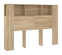 vidaXL Mueble Cabecero Armario de Cama con Almacenaje Pared Dormitorio Estantería Habitación Libros Decoraciones Color Roble Sonoma 140x18,5x104,5 cm