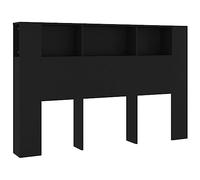 vidaXL Mueble Cabecero Armario de Cama con Almacenaje Pared Dormitorio Estantería Habitación Libros Decoraciones Negro 160x18,5x104,5 cm