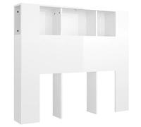 vidaXL Mueble Cabecero Armario de Cama con Almacenaje Pared Dormitorio Estantería Habitación Libros Decoraciones Blanco Brillante 120x18,5x102,5 cm