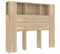 vidaXL Mueble Cabecero Armario de Cama con Almacenaje Pared Dormitorio Estantería Habitación Libros Decoraciones Color Roble Sonoma 120x18,5x102,5 cm