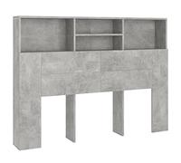 vidaXL Mueble Cabecero Armario de Cama con Almacenaje Pared Dormitorio Estantería Habitación Libros Decoraciones Gris Hormigón 140x19x103,5 cm