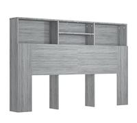 vidaXL Mueble Cabecero Armario de Cama con Almacenaje Pared Dormitorio Estantería Habitación Libros Decoraciones Color Gris Sonoma 160x19x103,5 cm