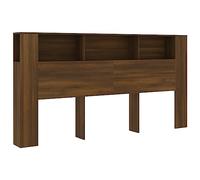 vidaXL Mueble Cabecero Armario de Cama con Almacenaje Pared Dormitorio Estantería Habitación Libros Decoraciones Marrón Roble 200x18,5x104,5 cm