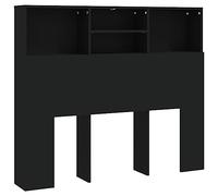 vidaXL Mueble Cabecero Armario de Cama con Almacenaje Pared Dormitorio Estantería Habitación Libros Decoraciones Negro 120x19x103,5 cm