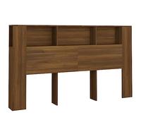 vidaXL Mueble Cabecero Armario de Cama con Almacenaje Pared Dormitorio Estantería Habitación Libros Decoraciones Roble Marrón 180x18,5x104,5 cm