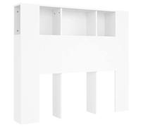 vidaXL Mueble Cabecero Armario de Cama con Almacenaje Pared Dormitorio Estantería Habitación Libros Decoraciones Blanco 120x18,5x102,5 cm