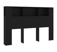 vidaXL Mueble Cabecero Armario de Cama con Almacenaje Pared Dormitorio Estantería Habitación Libros Decoraciones Negro 160x18,5x104,5 cm