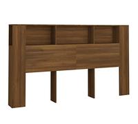vidaXL Mueble Cabecero Armario de Cama con Almacenaje Pared Dormitorio Estantería Habitación Libros Decoraciones Roble Marrón 180x18,5x104,5 cm