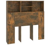 vidaXL Mueble Cabecero Armario de Cama con Almacenaje Pared Dormitorio Estantería Habitación Libros Decoraciones Roble Ahumado 100x19x103,5 cm