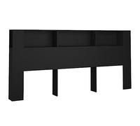 vidaXL Mueble Cabecero Armario de Cama con Almacenaje Pared Dormitorio Estantería Habitación Libros Decoraciones Negro 220x18,5x104,5 cm