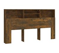 vidaXL Mueble Cabecero Armario de Cama con Almacenaje Pared Dormitorio Estantería Habitación Libros Decoraciones Color Roble Ahumado 180x19x103,5 cm