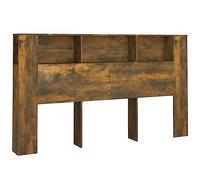 vidaXL Mueble Cabecero Armario de Cama con Almacenaje Pared Dormitorio Estantería Habitación Libros Decoraciones Roble Ahumado 180x18,5x104,5 cm