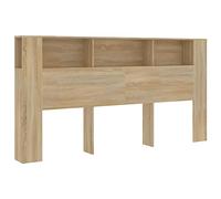 vidaXL Mueble Cabecero Armario de Cama con Almacenaje Pared Dormitorio Estantería Habitación Libros Decoraciones Color Roble Sonoma 200x18,5x104,5 cm
