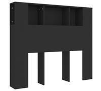 vidaXL Mueble Cabecero Armario de Cama con Almacenaje Pared Dormitorio Estantería Habitación Libros Decoraciones Negro 120x18,5x102,5 cm