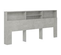 vidaXL Mueble Cabecero Armario de Cama con Almacenaje Pared Dormitorio Estantería Habitación Libros Decoraciones Gris Hormigón 220x19x103,5 cm