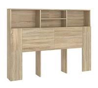 vidaXL Mueble Cabecero Armario de Cama con Almacenaje Pared Dormitorio Estantería Habitación Libros Decoraciones Color Roble Sonoma 140x19x103,5 cm