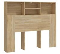 vidaXL Mueble Cabecero Armario de Cama con Almacenaje Pared Dormitorio Estantería Habitación Libros Decoraciones Color Roble Sonoma 120x19x103,5 cm