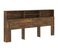 vidaXL Mueble Cabecero Armario de Cama con Almacenaje Pared Dormitorio Estantería Habitación Libros Decoraciones Roble Ahumado 220x19x103,5 cm