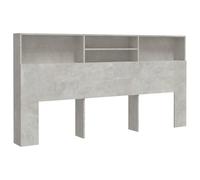 vidaXL Mueble cabecero armario de pared con almacenaje gris hormigón 200x19x103,5 cm