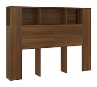 vidaXL Mueble Cabecero Armario de Cama con Almacenaje Pared Dormitorio Estantería Habitación Libros Decoraciones Color Roble Marrón 140x18,5x104,5 cm