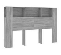 vidaXL Mueble Cabecero Armario de Cama con Almacenaje Pared Dormitorio Estantería Habitación Libros Decoraciones Gris Sonoma 160x18,5x104,5 cm