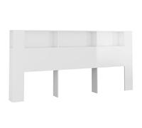 vidaXL Mueble Cabecero Armario de Cama con Almacenaje Pared Dormitorio Estantería Habitación Libros Decoraciones Blanco Brillante 220x18,5x104,5 cm