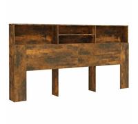 vidaXL Mueble Cabecero Armario de Cama con Almacenaje Pared Dormitorio Estantería Habitación Libros Decoraciones Roble Ahumado 200x19x103,5 cm