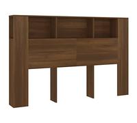 vidaXL Mueble Cabecero Armario de Cama con Almacenaje Pared Dormitorio Estantería Habitación Libros Decoraciones Color Roble Marrón 160x18,5x104,5 cm