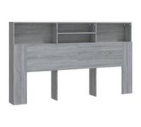 vidaXL Mueble Cabecero Armario de Cama con Almacenaje Pared Dormitorio Estantería Habitación Libros Decoraciones Gris Sonoma 180x19x103,5 cm