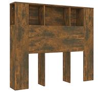 vidaXL Mueble Cabecero Armario de Cama con Almacenaje Pared Dormitorio Estantería Habitación Libros Decoraciones Color Roble Ahumado 120x18,5x102,5 cm