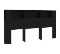 vidaXL Mueble Cabecero Armario de Cama con Almacenaje Pared Dormitorio Estantería Habitación Libros Decoraciones Negro 200x18,5x104,5 cm