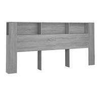 vidaXL Mueble Cabecero Armario de Cama con Almacenaje Pared Dormitorio Estantería Habitación Libros Decoraciones Gris Sonoma 220x18,5x104,5 cm