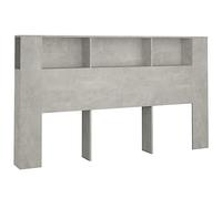 vidaXL Mueble Cabecero Armario de Cama con Almacenaje Pared Dormitorio Estantería Habitación Libros Decoraciones Gris Hormigón 180x18,5x104,5 cm