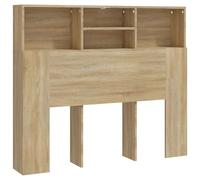 vidaXL Mueble Cabecero Armario de Cama con Almacenaje Pared Dormitorio Estantería Habitación Libros Decoraciones Color Roble Sonoma 120x19x103,5 cm