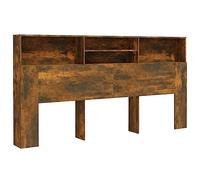 vidaXL Mueble Cabecero Armario de Cama con Almacenaje Pared Dormitorio Estantería Habitación Libros Decoraciones Roble Ahumado 200x19x103,5 cm