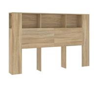 vidaXL Mueble Cabecero Armario de Cama con Almacenaje Pared Dormitorio Estantería Habitación Libros Decoraciones Color Roble Sonoma 160x18,5x104,5 cm