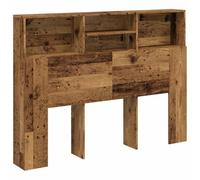 vidaXL Cabecero de cama Madera envejecida 140x19x103,5 cm con estantería y almacenaje